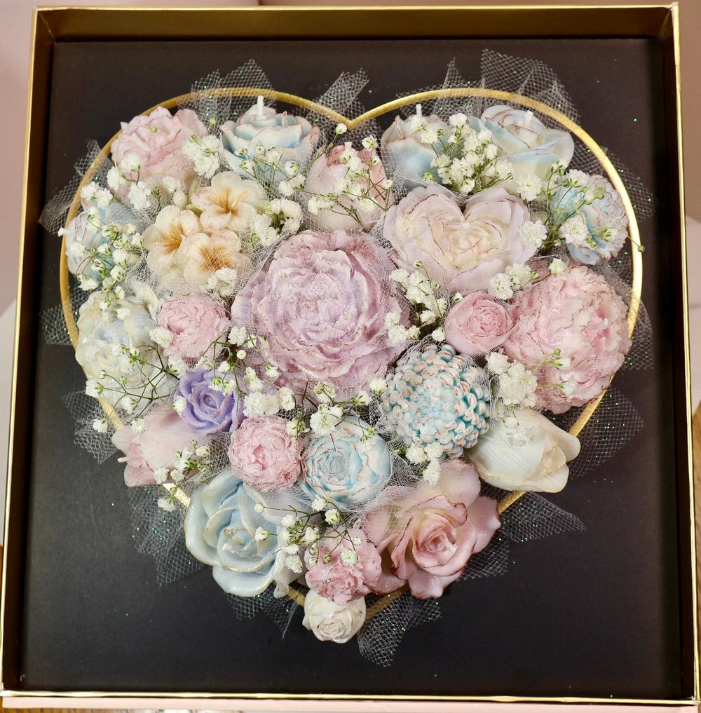 Corazón Eterno – Luxury Heart Candle Bouquet
