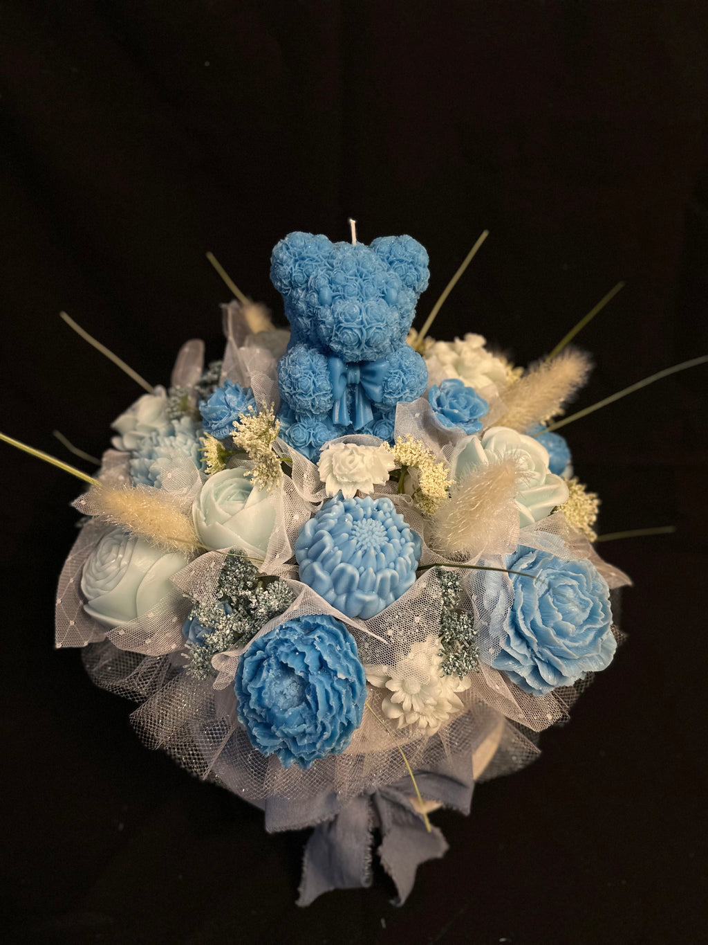 💙Blue Teddy Bear Floral Bouquet💙