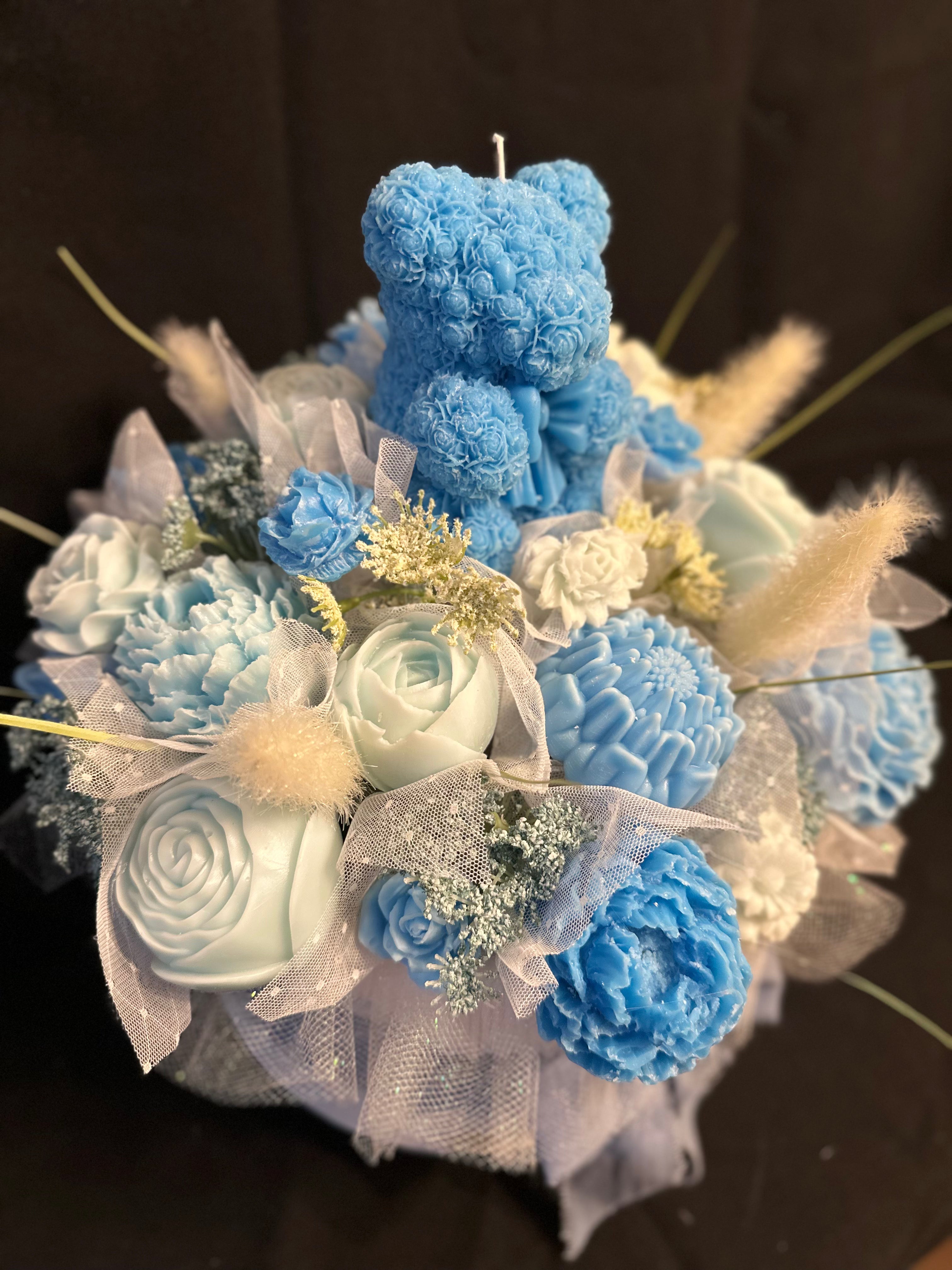 💙Blue Teddy Bear Floral Bouquet💙