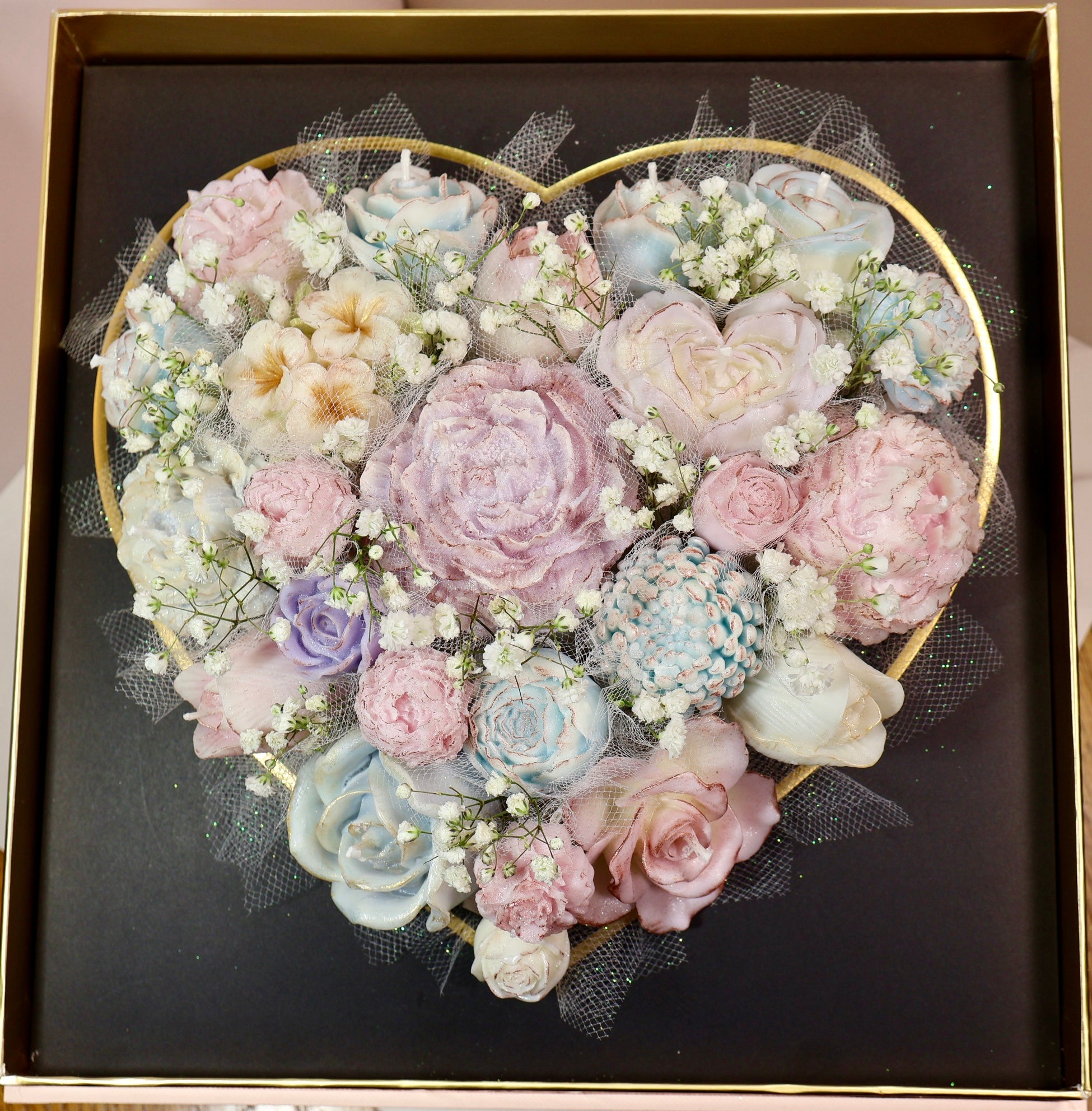 Corazón Eterno – Luxury Heart Candle Bouquet